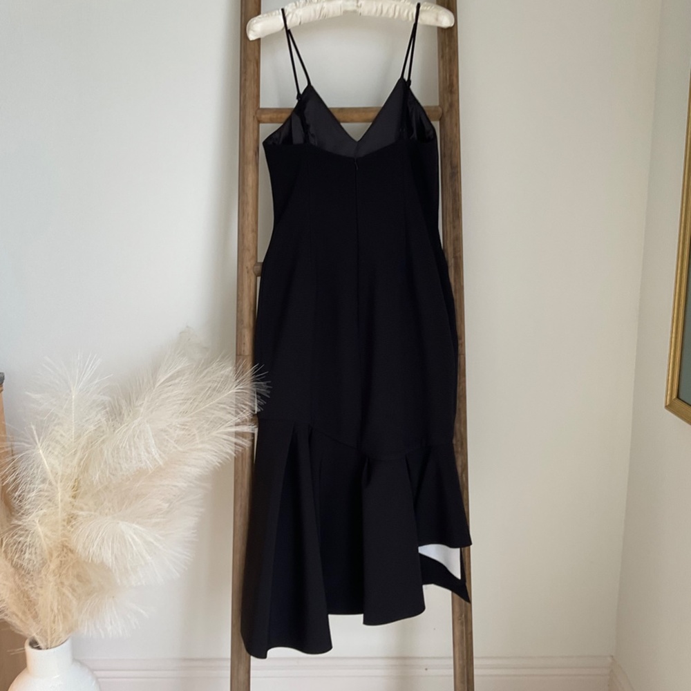 BARDOT Australia Kiki Bonded Ruffle black and white midi dress - Small /US 6